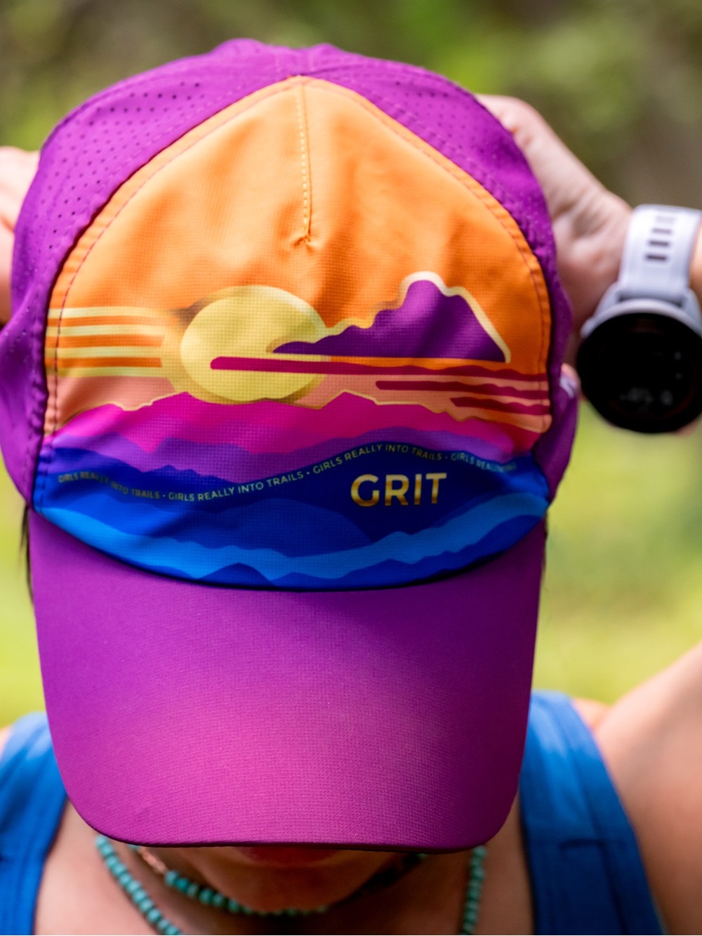 GRIT Sunset trail Running Hat - Purple & Orange Blue
